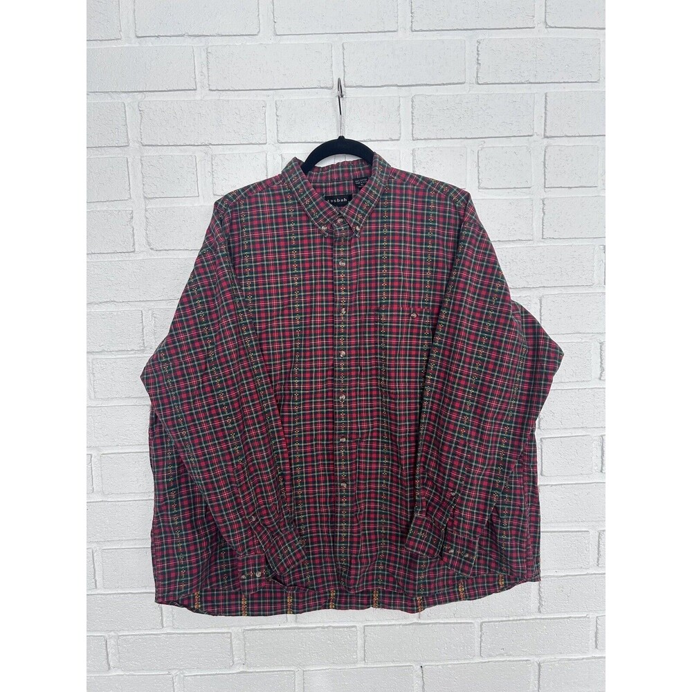 Vintage Casbah Button Up Shirt Long Sleeve Mens XL Red Green Plaid Rare - Picture 2 of 8